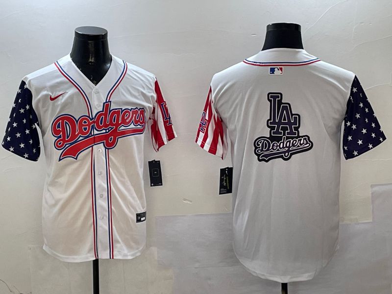 Men Los Angeles Dodgers Blank White a generation of national flags Joint name 2025 Nike MLB Jersey style 19